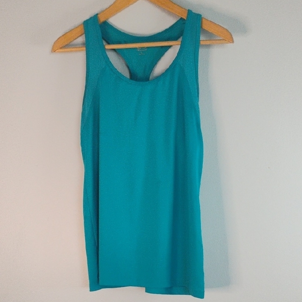 Champion Tank Top Women's Size L Activewear Racerback Teal Blue Fitted Sporty